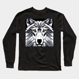 Pop Art Geometric Wolf Face Long Sleeve T-Shirt